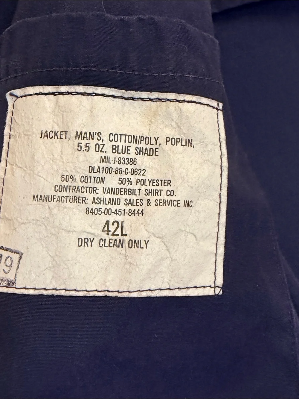 Vintage 1986 USAF Air Force MIL-J-83386 Poplin Utility Jacket 42L Military Issue